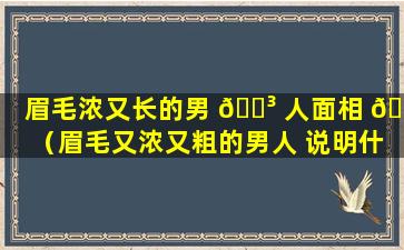 眉毛浓又长的男 🐳 人面相 🕊 （眉毛又浓又粗的男人 说明什么）